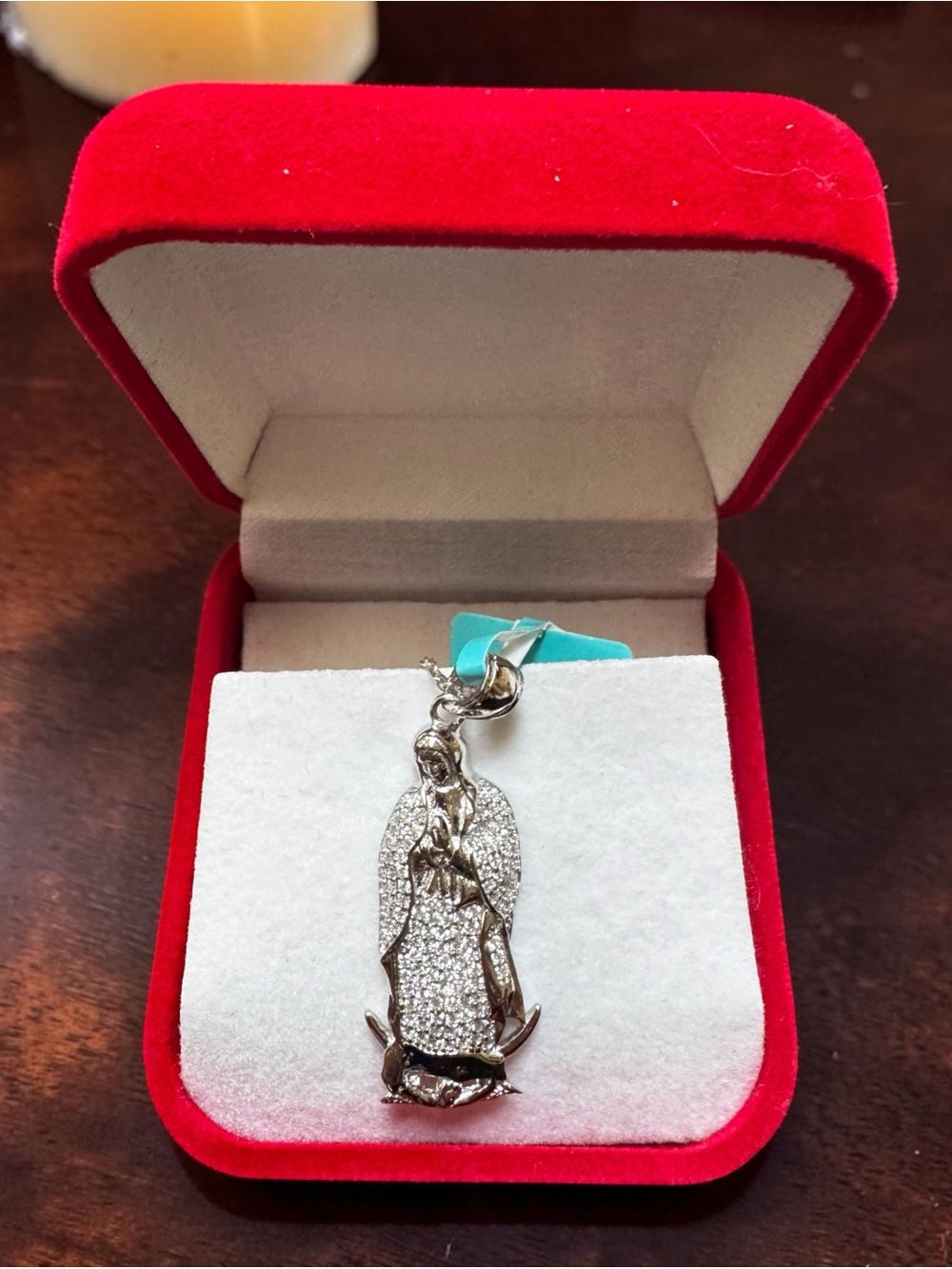 Sparkling Silver Virgin Mary Pendant Necklace - Women Jewelry